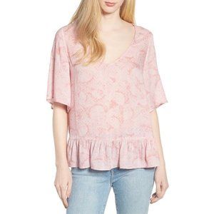 NWT Nordstrom Hinge Floral Print Ruffle Hem Top